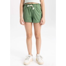 DeFacto Kız Çocuk Beli Bağcıklı Şort Günlük Kullanım İçin Şık ve Rahat Tasarım