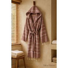 Mira Home Kapüşonlu Kadın / Erkek Peştemal Bornoz Soft %100 Pamuklu Natural