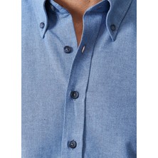 Altınyıldız Classics Erkek K.MAVI Düğmeli Yaka Tailored Slim Fit Oxford Gömlek