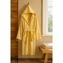 Mira Home Kapüşonlu Kadın / Erkek Peştemal Bornoz Soft %100 Pamuklu Natural