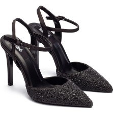 Yüksek Topuklu Taş Işlemeli Tokalı Abiye Saten Ayakkabı 330