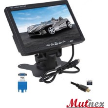7 Inç VGA Hdmı Monitör - Araç Içi Kullanım Için (Geri Vites Tetikli)