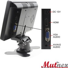 7 Inç VGA Hdmı Monitör - Araç Içi Kullanım Için (Geri Vites Tetikli)