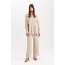DeFacto Wide Leg Geniş Bol Paça Esnek Belli Basic Düz Muslin Pantolon Z3340AZ24SP