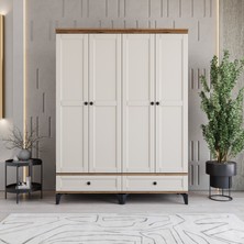 Monzio Silva 4 Kapaklı Çekmeceli Gardırop Tamamı MDF (Aytaşı)