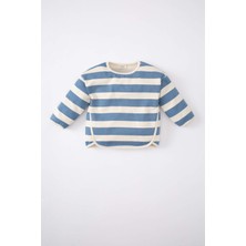 DeFacto Kız Bebek Bisiklet Yaka Çizgili Sweatshirt C2402A524SP