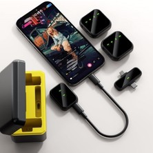 HT-K50 Şarjlı Kablosuz Ikili Yaka Mikrofonu iPhone ile Uyumlu Type-C Alıcı Gürültü Engelleme LED Ekranlı Şarj Kutusu