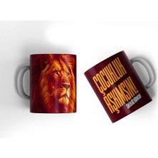 Sarı Kırmızı Aslan Çocukluk Aşkımsın Aslan Kupa Bardak Baskılı Kahve Kupası Hediye Porselen Kupa