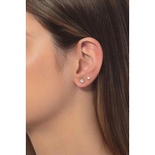 Sacce Scarves & Accessories 4 mm Tektaş Gold Çelik Küpe