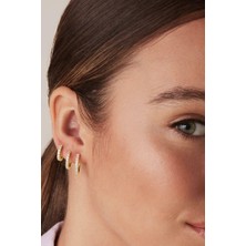 Sacce Scarves & Accessories Taşlı Minimal Halka Küpe Seti 3 Parça