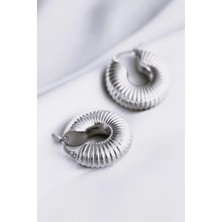 Sacce Scarves & Accessories Büyük Bombeli Halka Küpe Geniş Halka Küpe Gümüş Renk