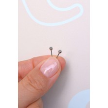 Sacce Scarves & Accessories 3 mm Top Küpe Rodyum Gümüş Renk