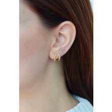 Sacce Scarves & Accessories Gold Renk Kıvrımlı Mini Halka Küpe