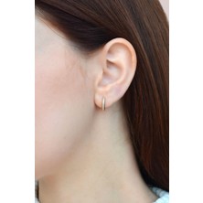 Sacce Scarves & Accessories Taşlı Küçük Halka Küpe Rose Gold