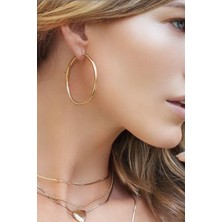 Sacce Scarves & Accessories 46 mm Düz Gold Ince Halka Küpe