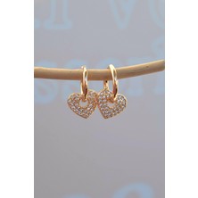 Sacce Scarves & Accessories Kalp Charmlı İnce Halka Küpe