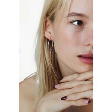 Sacce Scarves & Accessories 36 mm Gri Renk Düz İnce Halka Küpe