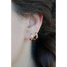 Kadınlar İçin Sacce Scarves & Accessories Rose Gold İnce Mini Halka Küpe Zarif Tasarım