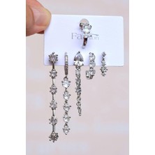 Sacce Scarves & Accessories Gümüş Renkli Su Yolu Işık Seli Küpe Seti 6 Parça