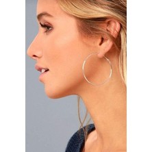 Sacce Scarves & Accessories 56 mm Gri Renk Düz İnce Halka Küpe