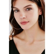 Sacce Scarves & Accessories 66 mm Gri Renk Düz İnce Halka Küpe