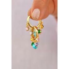 Sacce Scarves & Accessories Soft Multicolor Sallantılı Küpe Çok Renkli Taşlı Şakira Küpe