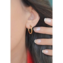 Sacce Scarves & Accessories Gold Renkli Düz Çelik Halka Küpe 20 mm