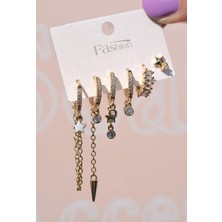 Sacce Scarves & Accessories Asimetrik Zincirli Küpe Seti 6 Parça