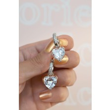 Sacce Scarves & Accessories Zirkon Kalp Sallantılı Küpe Gümüş Renk