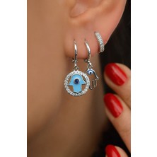 Sacce Scarves & Accessories El Nazar Figürlü Mavi 3'lü Küpe Seti