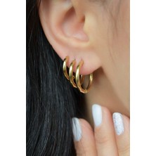 Sacce Scarves & Accessories Çelik Halka Küpe Seti 3'lü Gold Renk