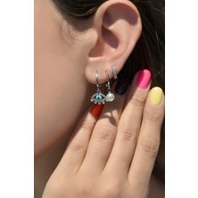 Sacce Scarves & Accessories Gümüş Renkli Nazar Göz Detaylı Üçlü Küpe Seti