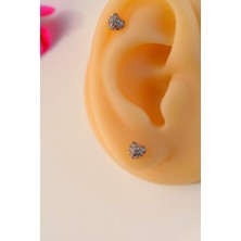 Sacce Scarves & Accessories Zirkon Taşlı Kalp Küpe