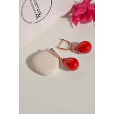 Sacce Scarves & Accessories Kırmızılı İncili Küpe