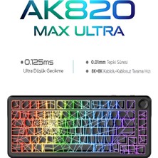 Ajazz AK820 Max Ultra 3 Modlu Manyetik Switch Klavye-8+8k Tepkime SÜRESI-128 K Tarama Hızı Web Driver