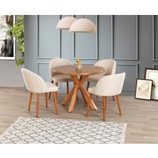 Yuvaset Home Uyar ( Sadece Masa) Ceviz Kaplama Ahşap Ayaklı 100*100 Sabit Sahra Masa