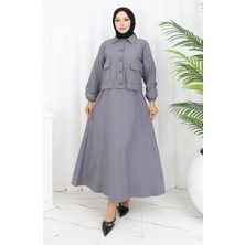 Sefa Merve Jile Ceket Ikili Takım 0117-01 Gri