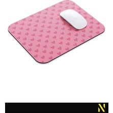 Nilizma Pembe Renkli Kalpli Desenli Ergonomik Mouse Pad - 23 cm x 19 cm - Kaydırmaz Taban Ev ve Ofis Kullanımı Fare Altlığı Mousepad