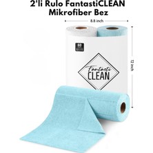 Fantasti Clean Çok Amaçlı Rulo Mikrofiber Temizlik Bezi 30x30 cm 60 Yapraklı Beyaz – Mavi(2x30’lu Paket)
