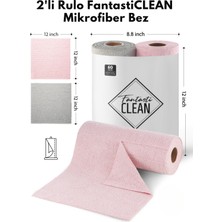 Fantasti Clean Çok Amaçlı Rulo Mikrofiber Temizlik Bezi 30x30 cm 60 Yapraklı Gri – Pembe(2x30’lu Paket)