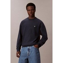 Erkek Regular Fit Bisiklet Yaka Nakış Logolu Sweatshirt - Lacivert