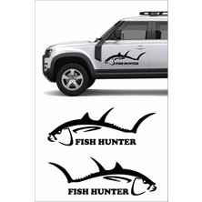 2 Adet Avcı Balıkcı Balık Fish Hunter Sticker - Araba - Oto - Motosiklet Etiket 01964