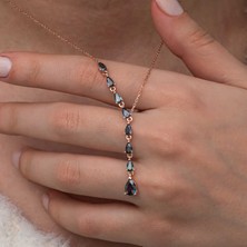 Stillove Gümüş Sıralı Mistik Topaz Taşlı Damla Kadın Kolye