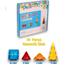 Magblock 36 Parça Manyetik Yapı Blokları - Tamamı Mıknatıslı - Destekleyici Set - Tüm modellerle uyumlu.