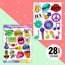 Tugibu Rock Müzik Sticker Seti, Müzik Temalı Sticker Seti, 28 Adet Rock Etiket