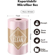 Fantasti Clean Çok Amaçlı Rulo Mikrofiber Temizlik Bezi 30x30 50 Yapraklı Desenli Pembe
