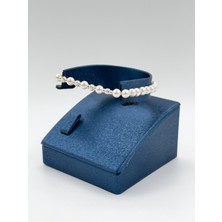 Yuvarlak Incili Zarif Günlük Kadın Gümüş Bileklik