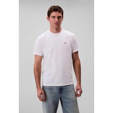 Erkek Regular Fit Logo Patch'li T-Shirt - Beyaz