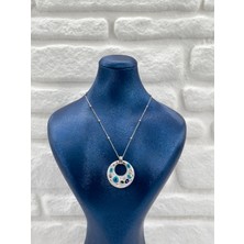 Özel Tasarım Spor Nazar Boncuklu Kadın Gümüş Kolye - Nazar Boncuğu Kolye