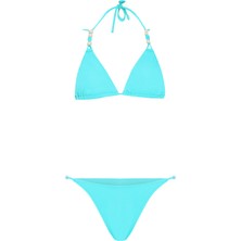 Aquella Inci Detaylı Mint Yeşili Üçgen Bikini Takım
